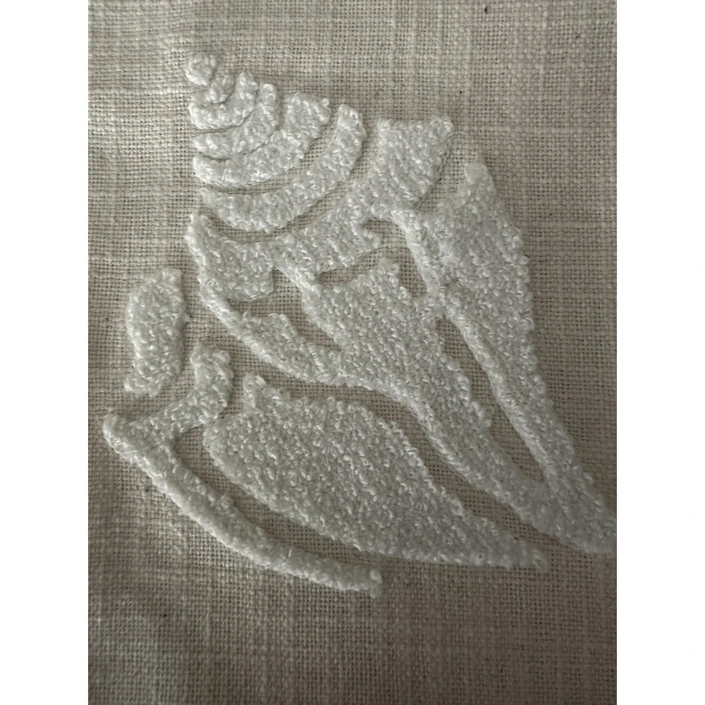 Two's Company Dish Towels Set Of 2 Beige Embroidered Seashell Coastal Nautical